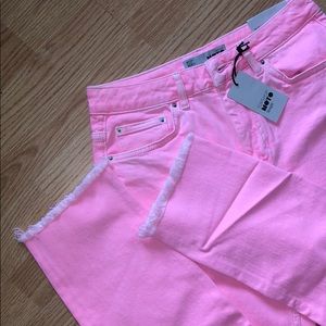 TOPSHOP *BNWT* HOT PINK MOTO STRAIGHT JEANS
